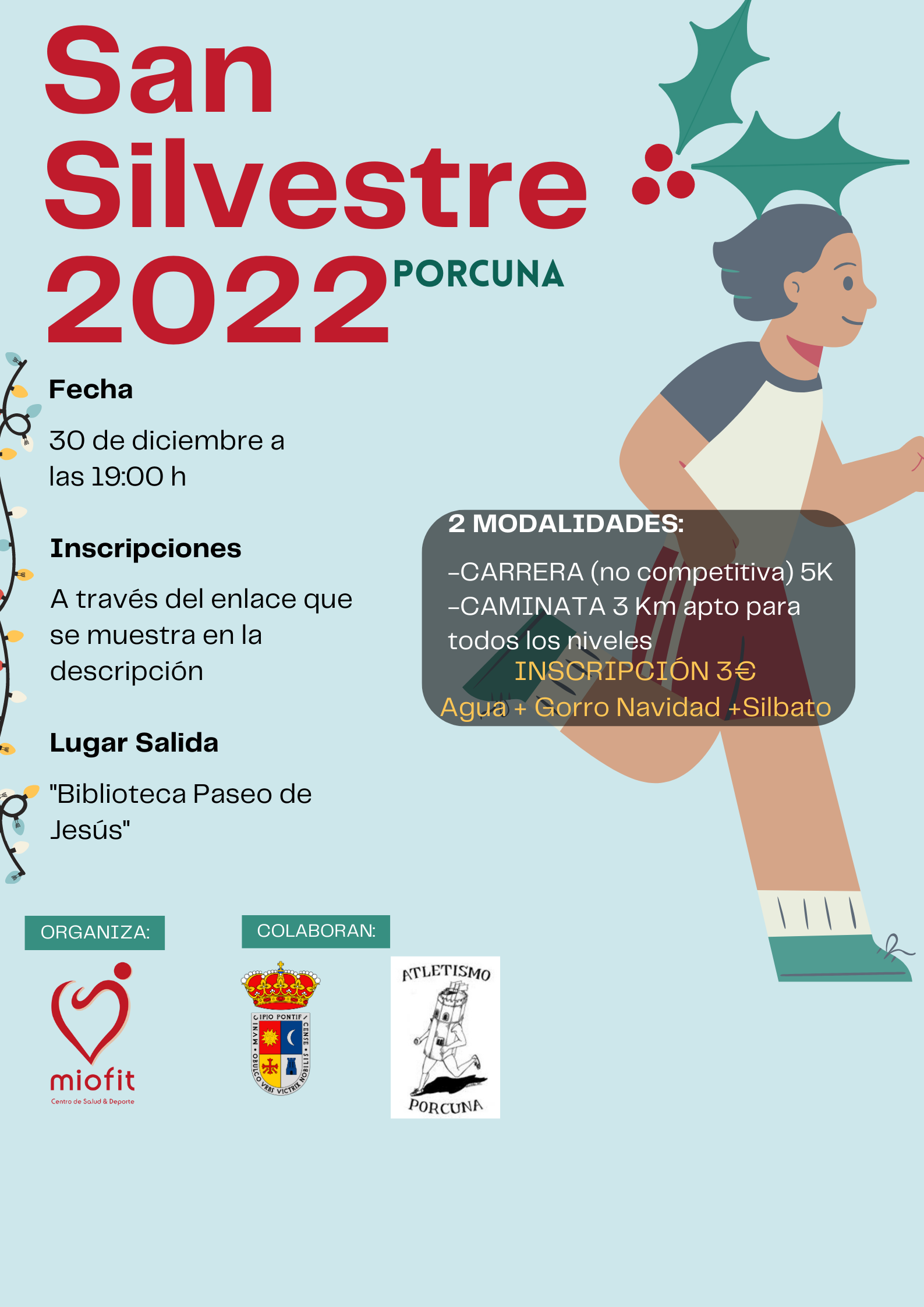 Póster festival navideño infantil ilustrado y divertido rojo y verde